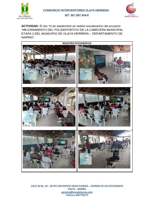 Mejoramiento del polideportivo de la cabecera municipal etapa 2 del municipio de Olaya Herrera - Departamento de Nariño