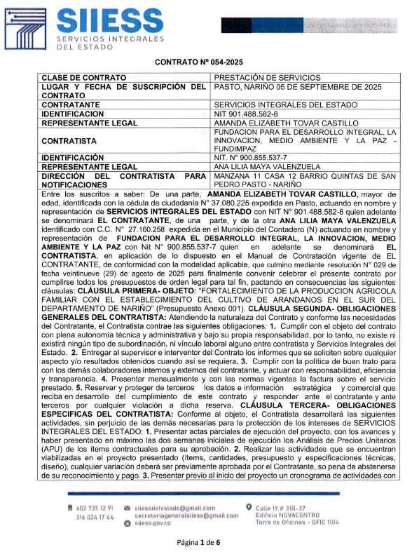 Fortalecimiento de la producción agricola familiar con el establecimiento del cultivo de arándanos en el sur del departamento de Nariño